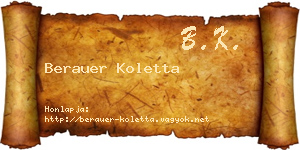 Berauer Koletta névjegykártya
